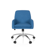 Blauer Homeoffice-Bürostuhl SHAKE 400 mit Armlehnen und Fußkreuz mit fünf Rollen von hjh OFFICE – 360-Grad-Ansicht (Frontansicht 0°)