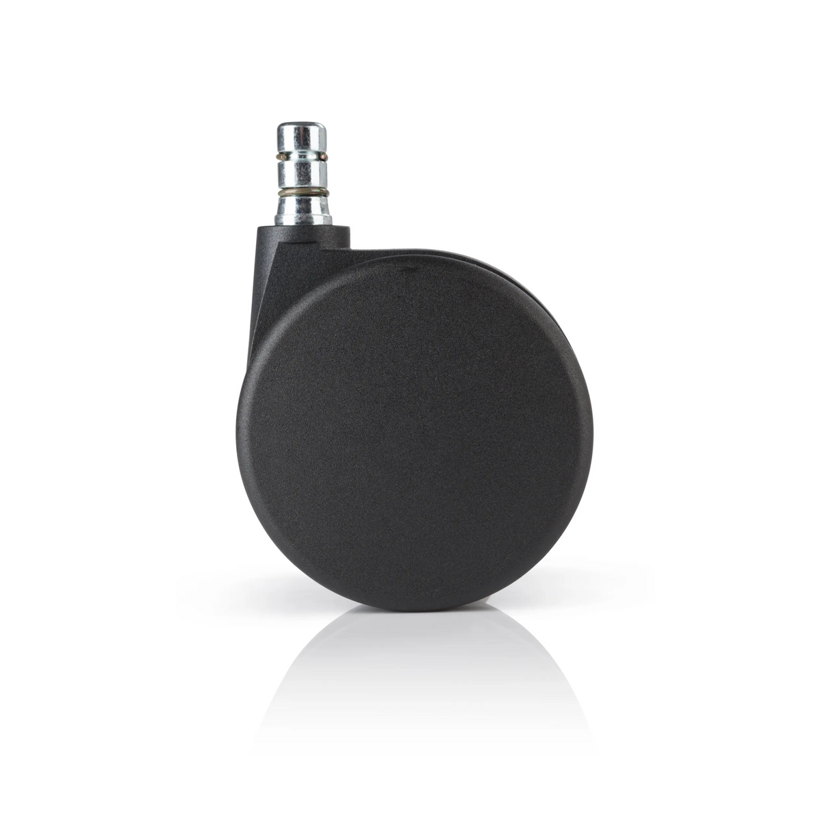 Schwarze Stuhlrolle 5x ROLO No-Noise 11mm/75mm für Teppichböden mit metallenem Bolzen von hjh OFFICE – 360-Grad-Ansicht (Rückenansicht 180°)