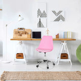 Home-Office-Bürostuhl FANCY PRO in Pink mit einer schalenförmigen Sitzfläche und Rollen von hjh OFFICE