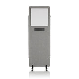 Hellgraue Trennwand FLEXMIUT WB mit integriertem Whiteboard und Rollen von hjh OFFICE – 360-Grad-Ansicht (Frontansicht 0°)