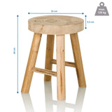 Maßansicht des Sitzhockers RUSTIKO W mit 44 cm Höhe und 33 cm Durchmesser von hjh LIVING
