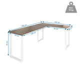 Maßzeichnung des Eckschreibtischs WORKSPACE BASIC I in Walnuss und Weiß mit 165 x 120 cm von hjh OFFICE
