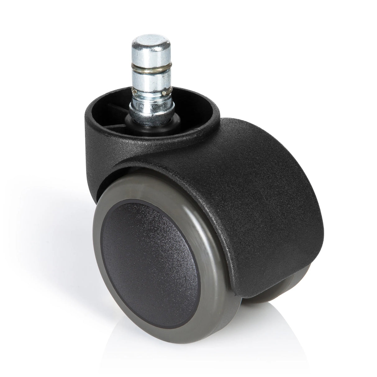 Schwarze Stuhlrolle 5x ROLO No-Noise 11mm/50mm für Hartböden mit silbernem Metallstift von hjh OFFICE – 360-Grad-Ansicht (Frontansicht 0°)