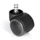 Schwarze Stuhlrolle 5x ROLO No-Noise 11mm/50mm für Hartböden mit silbernem Metallstift von hjh OFFICE – 360-Grad-Ansicht (Frontansicht 0°)