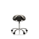 Schwarzer Sattelhocker ORTHO SIT mit Fußkreuz und fünf Rollen von hjh OFFICE – 360-Grad-Ansicht (Frontansicht 0°)