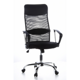 Schwarzer Homeoffice Chefsessel ARIA HIGH mit Netzrücken und Fußkreuz mit fünf Rollen von hjh OFFICE – 360-Grad-Ansicht (Frontansicht 20°)