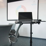 Schwarzer Stehschreibtisch VM-SL mit Laptop und Mausablage von hjh OFFICE