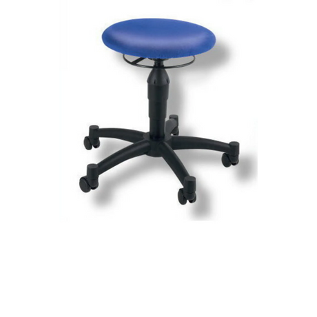 Blauer Drehhocker BALANCE 10 mit schwarzem Fußkreuz und fünf Rollen von Topstar