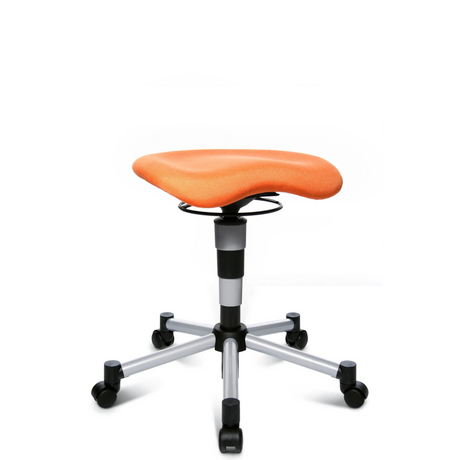 Oranger Drehhocker BALANCE 20 mit silberfarbenem Fußkreuz und fünf Rollen von Topstar