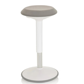 Stehhilfe BALANCE SIT III W in Weiß und Grau mit gepolsterter Sitzfläche und rundem Fuß von hjh OFFICE