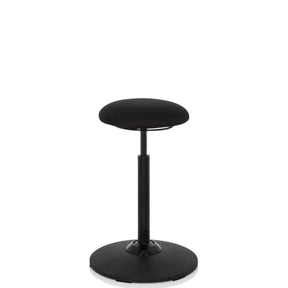 Schwarze Stehhilfe BALANCE SIT mit rundem Sitzpolster und einem stabilen Standfuß von hjh OFFICE