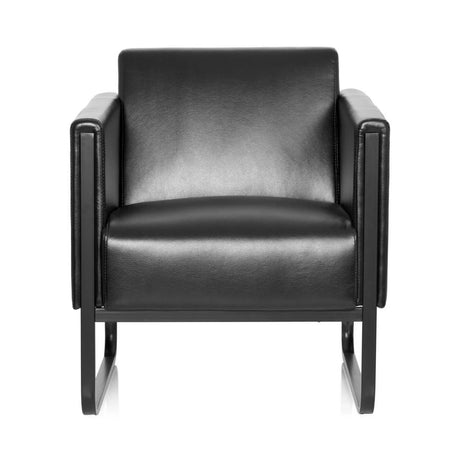 Schwarzer Polstersessel BALI BLACK mit glattem Bezug und integrierten Armlehnen von hjh OFFICE