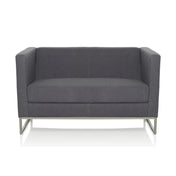 Dunkelgraues Loungesofa BARBADOS als Zweisitzer mit metallenem Gestell von hjh OFFICE