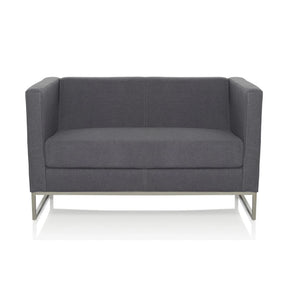 Dunkelgraues Loungesofa BARBADOS als Zweisitzer mit metallenem Gestell von hjh OFFICE