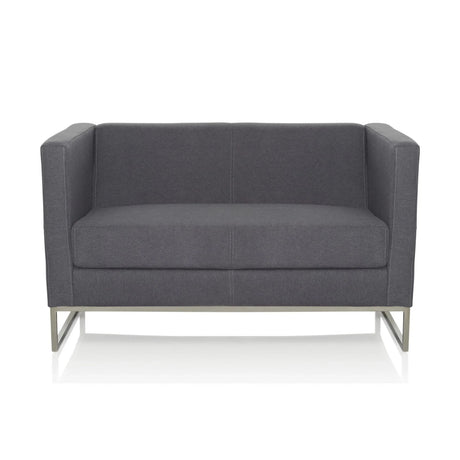 Dunkelgraues Loungesofa BARBADOS als Zweisitzer mit metallenem Gestell von hjh OFFICE