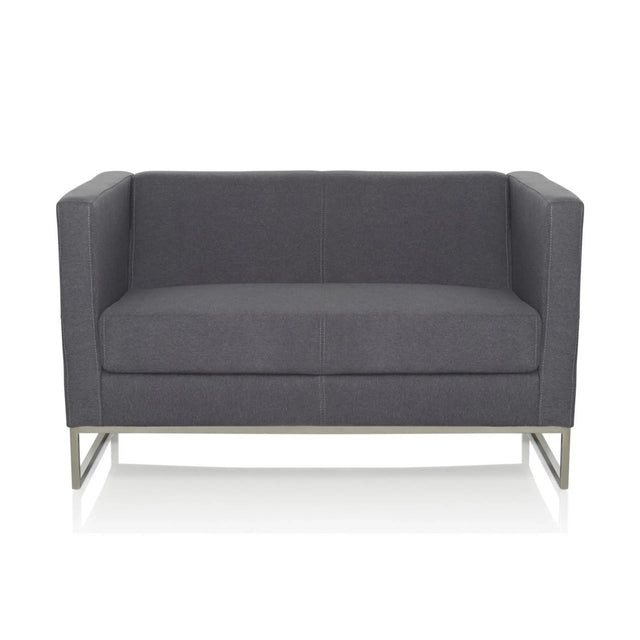 Dunkelgraues Loungesofa BARBADOS als Zweisitzer mit metallenem Gestell von hjh OFFICE