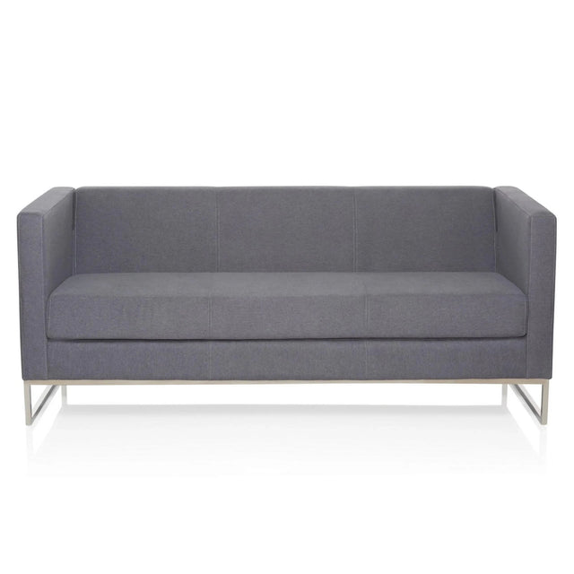 Dunkelgraues Loungesofa BARBADOS als Drei-Sitzer mit schlankem Metallgestell von hjh OFFICE