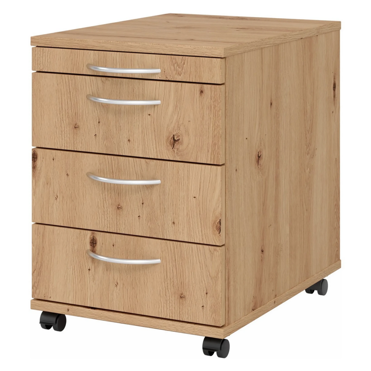 Unterrollcontainer BARI 1606 in Asteiche-Optik mit vier Schubladen und Bogengriffen von hjh OFFICE PRO