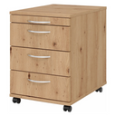 Unterrollcontainer BARI 1606 in Asteiche-Optik mit vier Schubladen und Bogengriffen von hjh OFFICE PRO