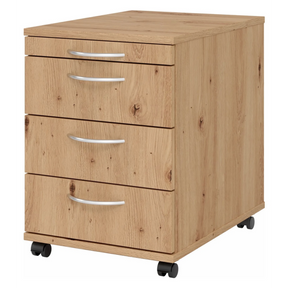 Unterrollcontainer BARI 1606 in Asteiche-Optik mit vier Schubladen und Bogengriffen von hjh OFFICE PRO