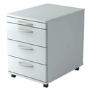Grauer Rollcontainer BARI 1606 aus Kunststoff mit vier Schubladen und Bogengriffen von hjh OFFICE PRO