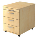 Rollcontainer BARI 1606 in Ahorn-Optik mit vier Schubladen und Bogengriffen von hjh OFFICE PRO