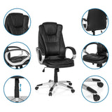 Gamingstuhl RELAX WB100 in Schwarz mit Detailansichten der Armlehnen, Gasfeder und Rollen von MyBuero