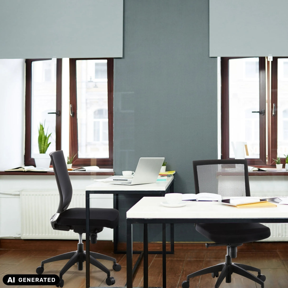 Profi-Bürostuhl PORTO PRO in Schwarz in einem Büro von hjh OFFICE (KI-generiertes Bild)