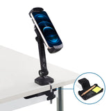 Tischklemme mit integrierter Ablage für Stifte und Notizen der Handy- und Tablet-Halterung FLEXMOBI III von hjh OFFICE
