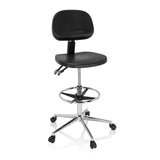 Schwarzer Counterstuhl TOP WORK 24 I mit Fußring und Fußkreuz mit fünf Rollen von hjh OFFICE – 360-Grad-Ansicht (Frontansicht 20°)