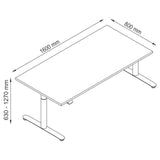 Technische Zeichnung des Schreibtischs XDLR 16 S mit 1600 × 800 mm von hjh OFFICE PRO