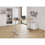 Elektrisch höhenverstellbarer Schreibtisch XDLR 12 S in Asteiche mit silbernem Gestell von hjh OFFICE PRO