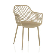 Beiger Outdoor-Stuhl BEGIO L mit netzartiger Rückenlehne und vier Beinen von hjh LIVING