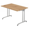 Schreibtisch BELA 12 S in Asteiche mit silbernen Metallbeinen von hjh OFFICE PRO