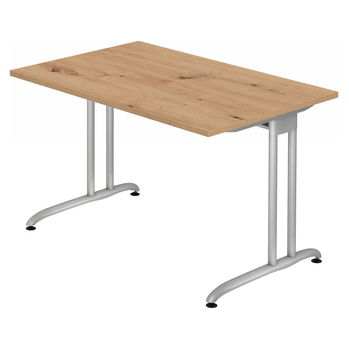 Schreibtisch BELA 12 S in Asteiche mit silbernen Metallbeinen von hjh OFFICE PRO