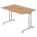 Schreibtisch BELA 12 S in Asteiche mit silbernen Metallbeinen von hjh OFFICE PRO