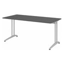 Schreibtisch BELA 16 S in Graphit mit einer rechteckigen Platte und silbernen Metallbeinen von hjh OFFICE PRO