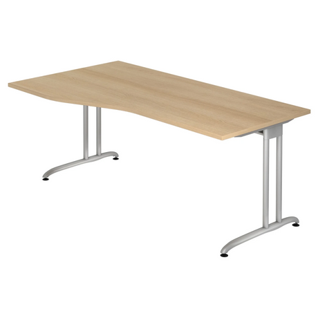Schreibtisch BELA 18 S in Eicheholz-Optik mit silbernen Metallbeinen von hjh OFFICE PRO