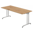 Schreibtisch BELA 19 S mit einer Tischplatte in Asteiche und silbernen Metallbeinen von hjh OFFICE PRO