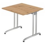 Quadratischer Schreibtisch BELA 8 S in Asteiche mit silbernem Metallgestell von hjh OFFICE PRO