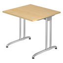 Schreibtisch BELA 8 S mit heller Ahornoberfläche und silbernem Metallgestell von hjh OFFICE PRO