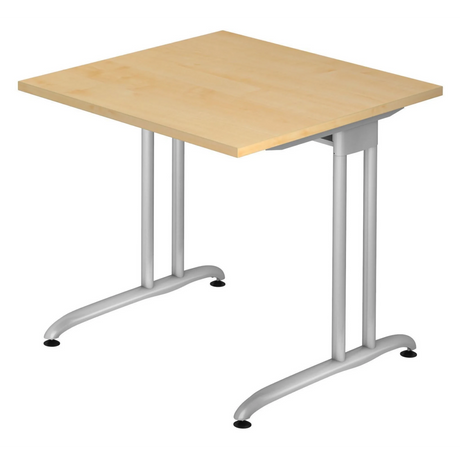 Schreibtisch BELA 8 S mit heller Ahornoberfläche und silbernem Metallgestell von hjh OFFICE PRO