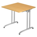 Schreibtisch BELA 8 S mit hellbrauner Buche-Platte und silbernem Metallgestell von hjh OFFICE PRO