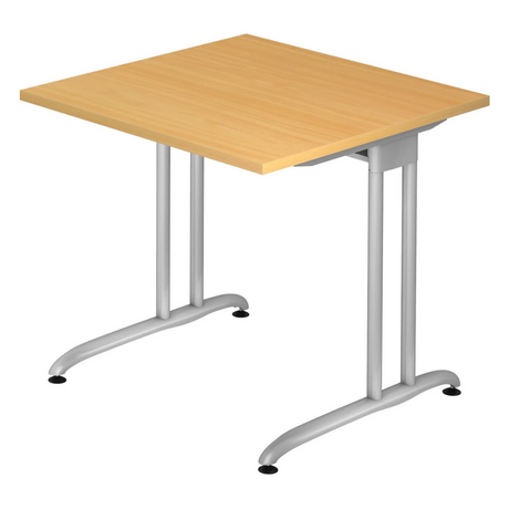 Schreibtisch BELA 8 S mit hellbrauner Buche-Platte und silbernem Metallgestell von hjh OFFICE PRO
