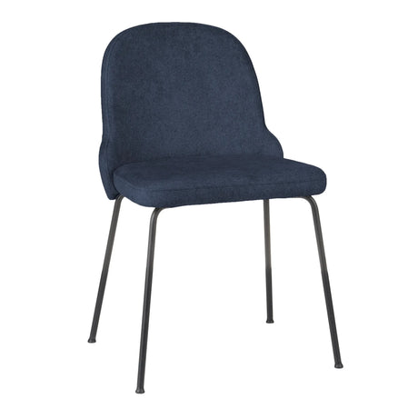 Blauer Vierfußstuhl BELLA BLACK S mit stoffbezogener Sitzfläche und schlanken schwarzen Metallbeinen von Grospol