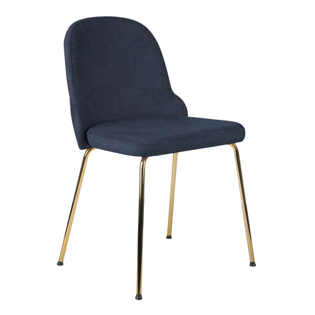 Blauer Vierfußstuhl BELLA GOLD S mit Stoffbezug und goldfarbenen Metallbeinen von Grospol