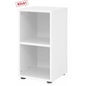 Weißes Regal BETA 9 mit zwei offenen Regalfächern und schwarzen Kunststofffüßen von hjh OFFICE PRO