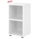Weißes Regal BETA 9 mit zwei offenen Regalfächern und schwarzen Kunststofffüßen von hjh OFFICE PRO