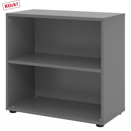 Graphitfarbenes Regal BETA 9 mit zwei offenen Regalfächern von hjh OFFICE PRO