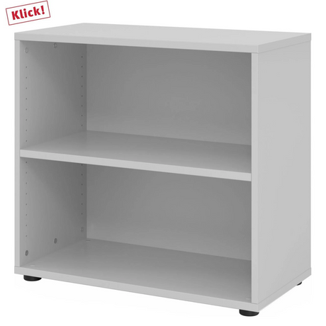 Graues Regal BETA 9 mit zwei offenen Regalfächern und einer Breite von 80 cm von hjh OFFICE PRO